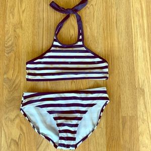 Blue and white Striped Bikini with Stars